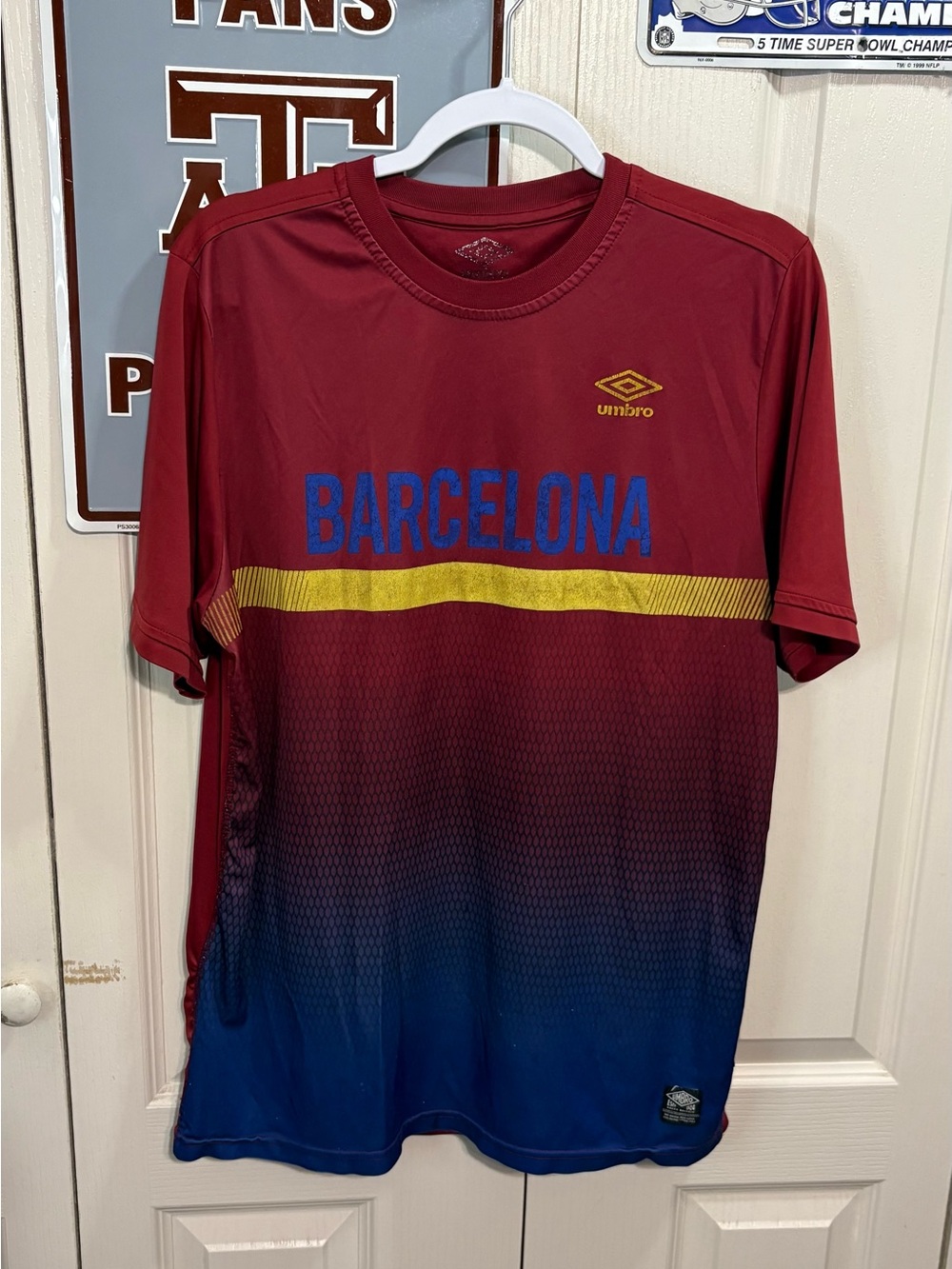 Umbro Men's Maroon, Blue & Yellow Barcelona Athletic Jersey